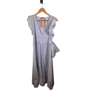 No. 21 Women's Blue White Striped Searsucker Maxi Dress